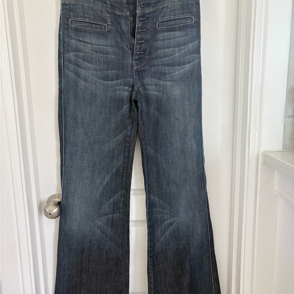 Vintage 7 For All Mankind Blue Flare Wide Leg Jeans
